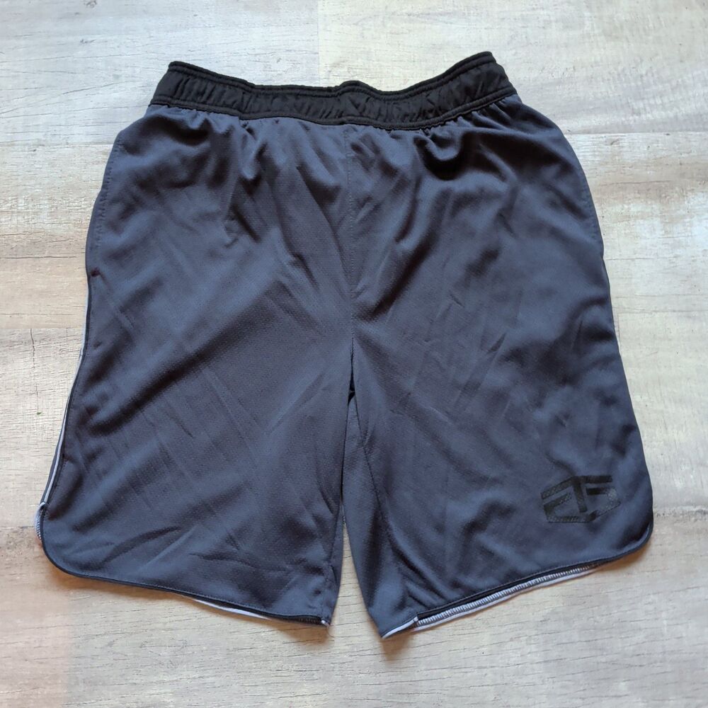 Tapout Men's Athletic Shorts Gray Black Mesh Workout Gym Basketball Size M